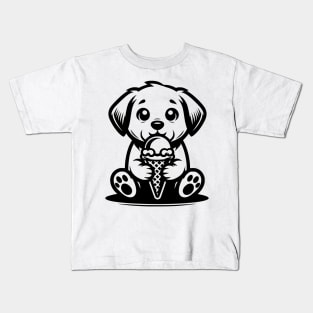 Cute Puppy Eating Ice Cream Kids T-Shirt